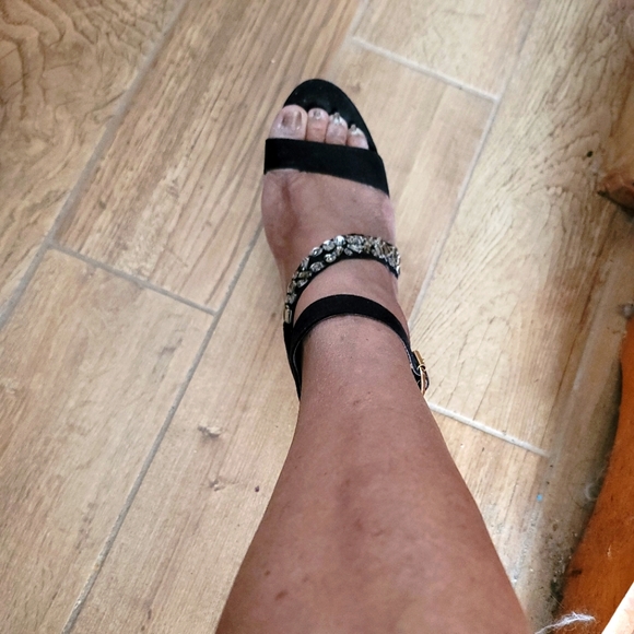 Black Rhinestone Sandals - Picture 2 of 6